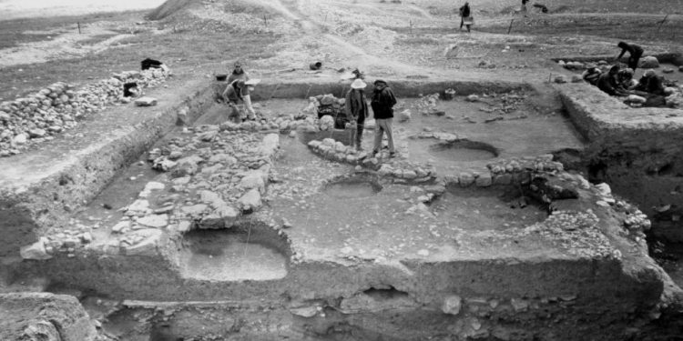 A general view of stratum II, level 3, seen from the west at Tell Qaramel, Syria. Image Credit: R.F. Mazurowski.