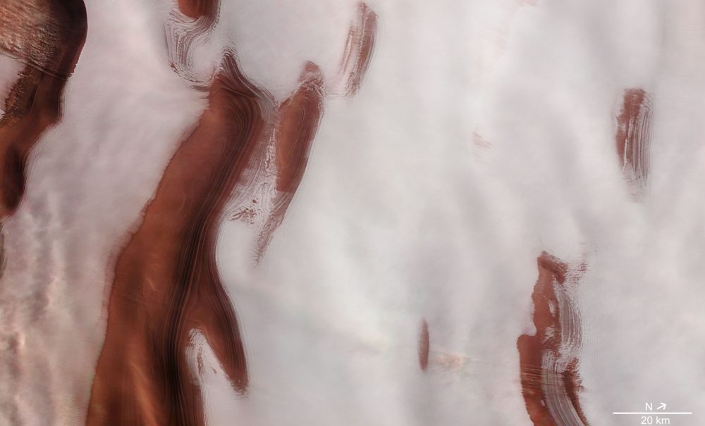 An image showing Mars' North Pole covered in Ice. Image Credit: ESA.