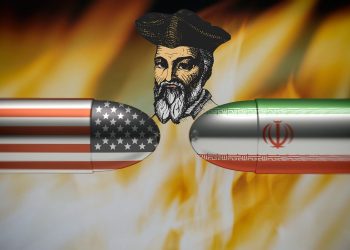 Artists rendering of bullets from different countries and Nostradamus in the middle. A prediction of War? Shutterstock.