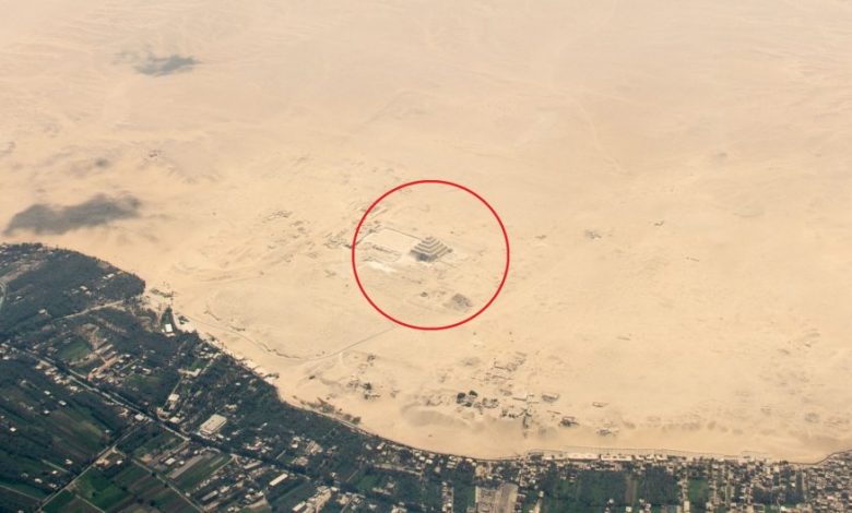 An aerial image of the Saqqara necropolis and the Step Pyramid of Djoser. Shutterstock.
