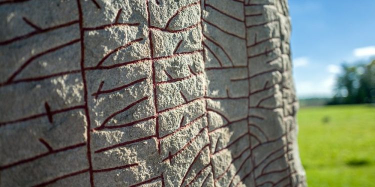 A close-up image of the Rok Runestone. Shutterstock.