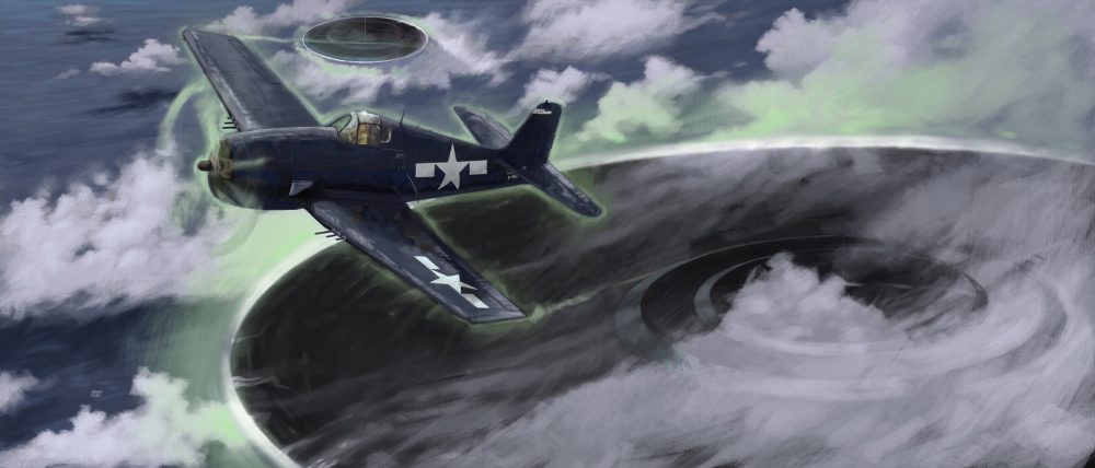 Artists rendering of an US Air Force plane and a UFO. Shutterstock.