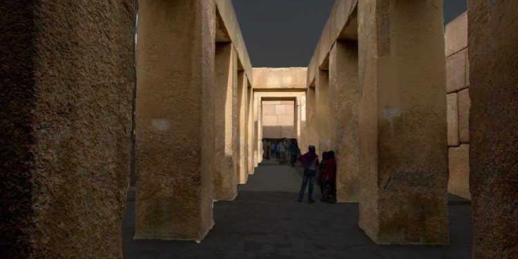 An image of the massive stones at the Valley Temple at Giza. Shutterstock.