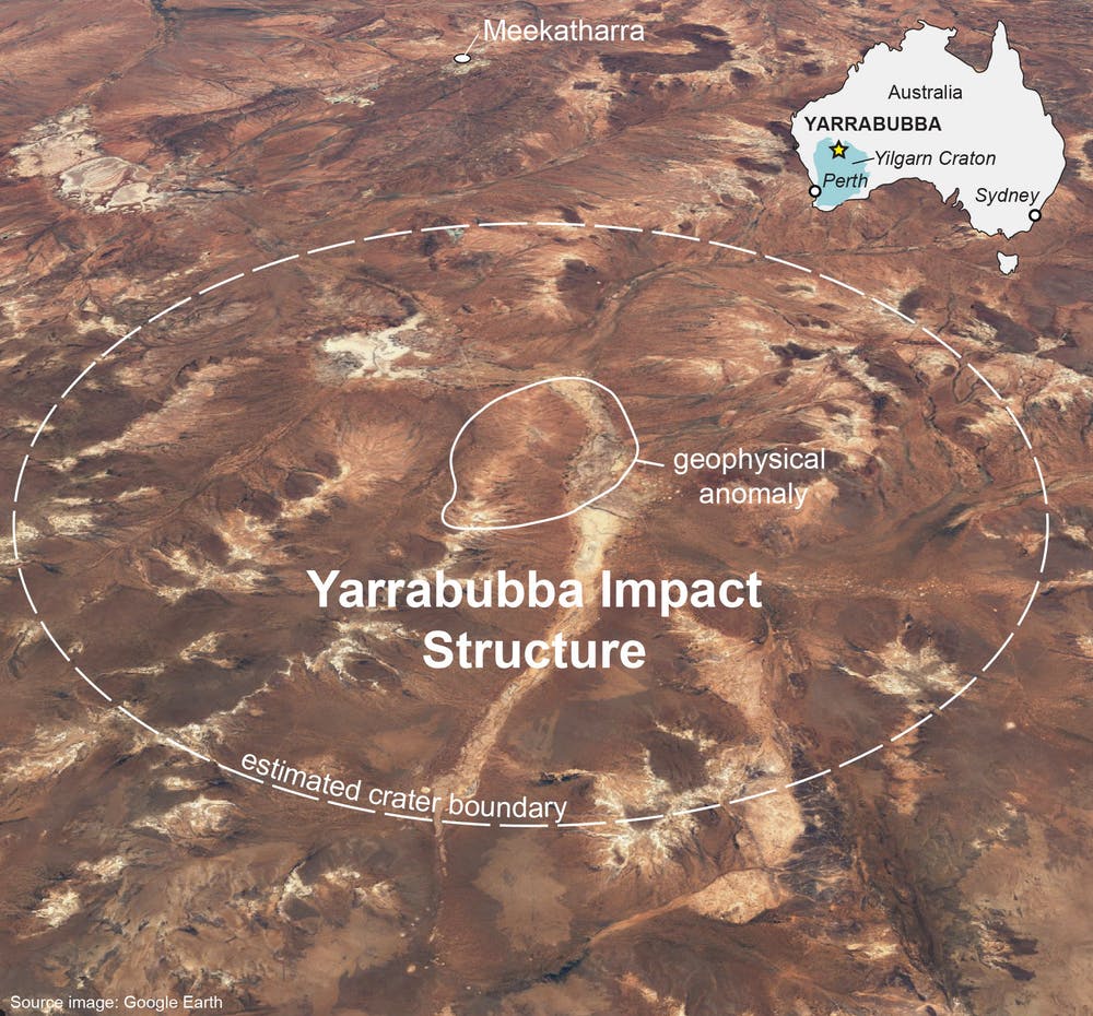 A view of the Yarrabubba impact crater: Image Credit: The Conversation.