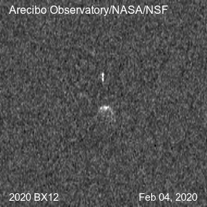 Series of range-Doppler radar images of 2020 BX12 observed February 4, 2020. Arecibo Observatory / Planetary Radar Science Group.
