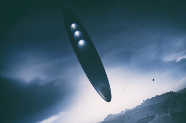 An artists rendering of an alien space ship. Shutterstock.