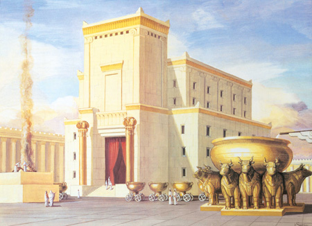 An artistic depiction of the first temple. Image Credit: Wikimedia Commons.