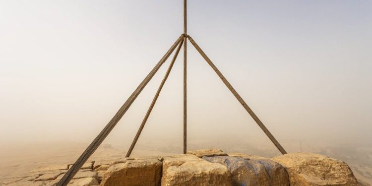 An unprecedented view of the summit of the Great Pyramid of Giza. Image Credit: Andrej Ciesielski.