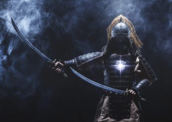 an artists rendering of a Japanese Samurai. Shutterstock.