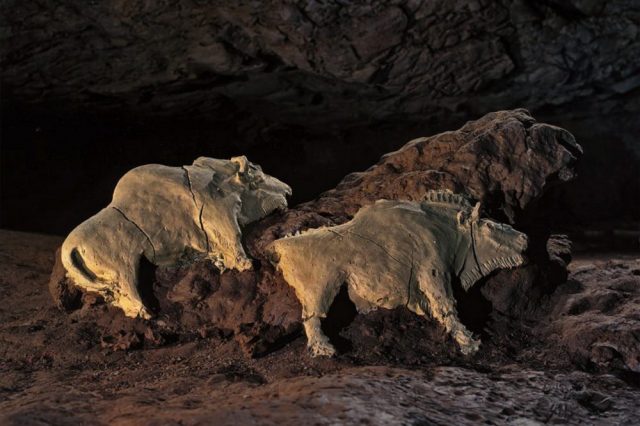 An image of the Tuc d'Audoubert Cave Bison Sculpture. Image Credit: Reddit.