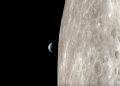 Apollo 13 view of the surface of the moon and Earth. Image Credit: NASA.