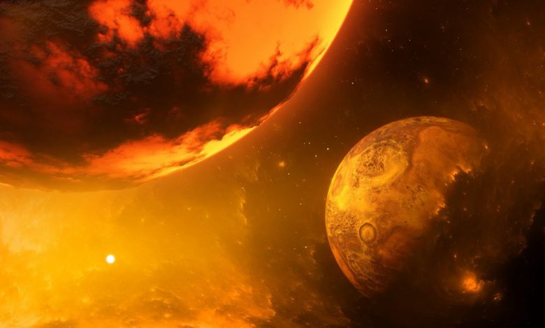 An artists rendering showing Theia and early Earth in collision. Shutterstock.