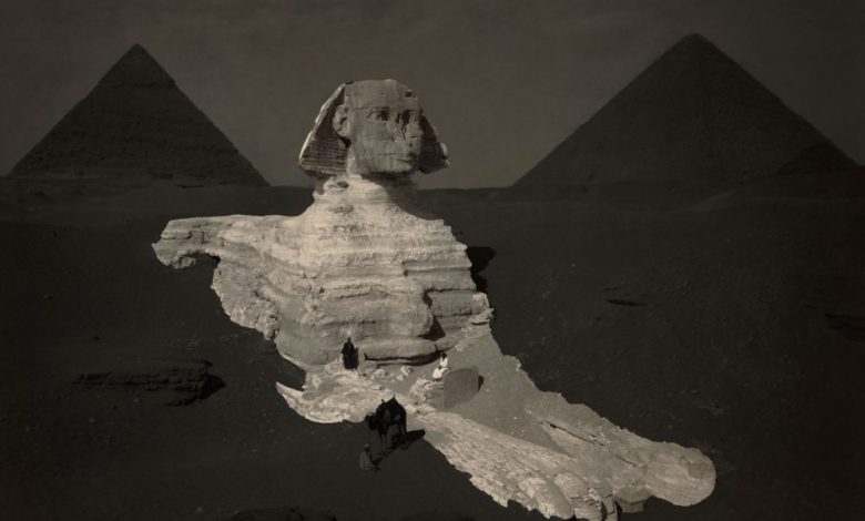 An image of the Sphinx circa 1878 where the statue remains partially excavated. Image Credit: Wikimedia Commons / Public Domain.