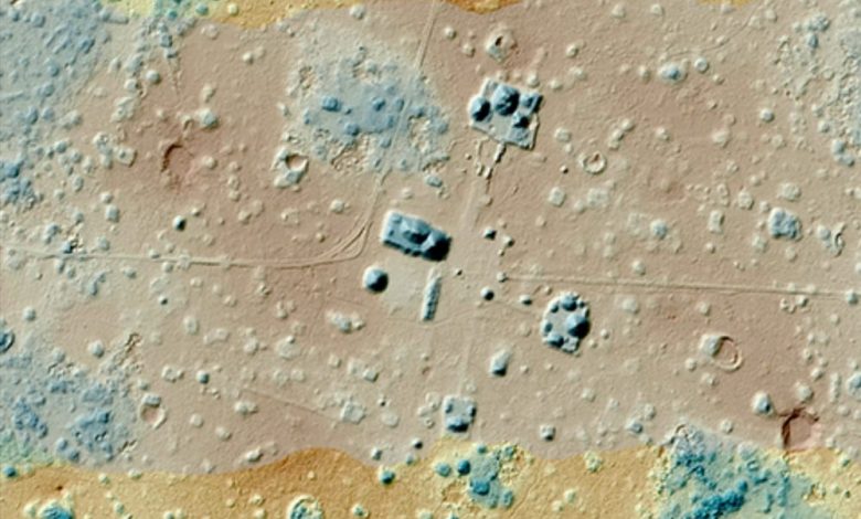 A LiDAR map showing downtown Yaxuna. It shows numerous ancient Maya houses, platforms, palaces as well as pyramids, all of which have remained hidden from sight under dense layers of vegetation. Image Credit: University of Miami.