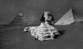 A rare image of the Great Sphinx, Khufu and Khafre's Pyramid before the Sphinx was fully excavated. Image Credit: Brooklyn Museum.