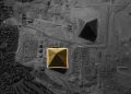 An erial view of the Giza pyramids and the eight sides of Khufu's Great Pyramid.