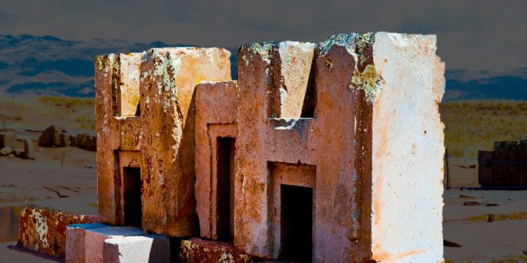 A close-up image of the h-blocks at Puma Punku. Shutterstock.