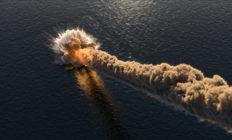 An artist's rendering of a meteorite falling into the ocean. Shutterstock.