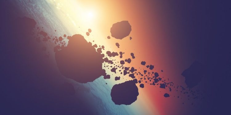 Artists rendering of asteroids in orbit. Shutterstock.