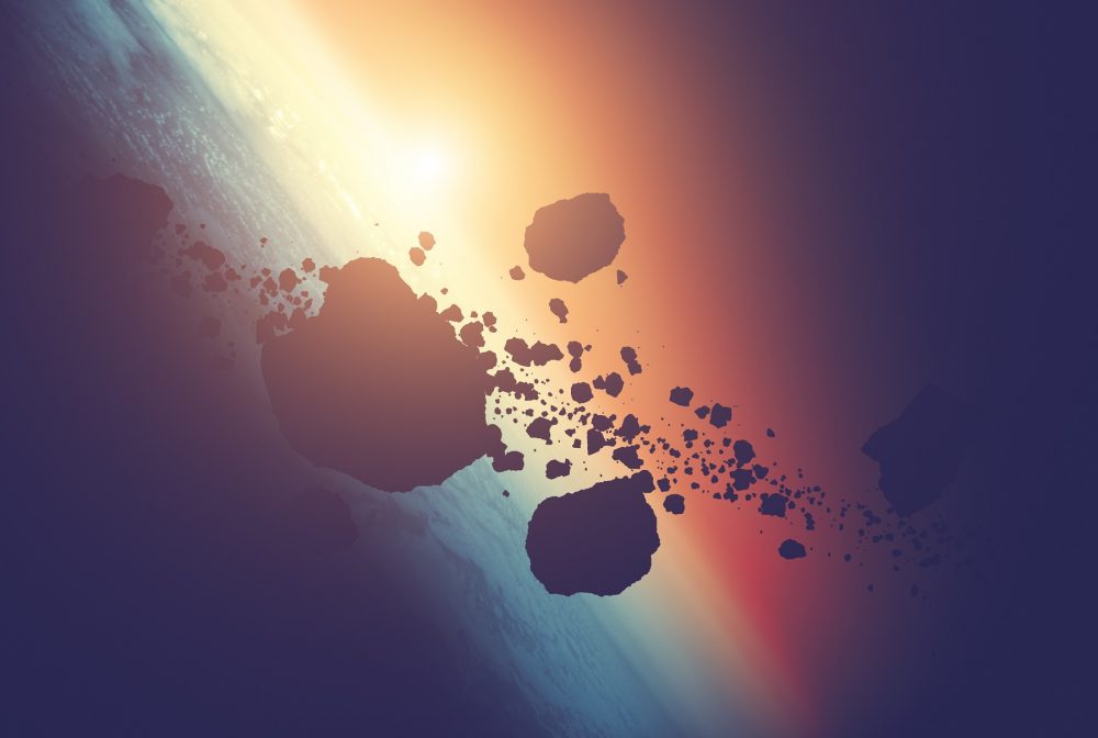 Artists rendering of asteroids in orbit. Shutterstock.