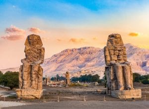 An image of the Colossi of Memnon. Shutterstock.