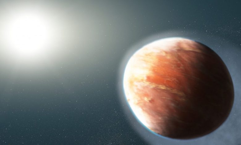 An artists impression of a distant exoplanet shaped like an American football. Shuterstock.