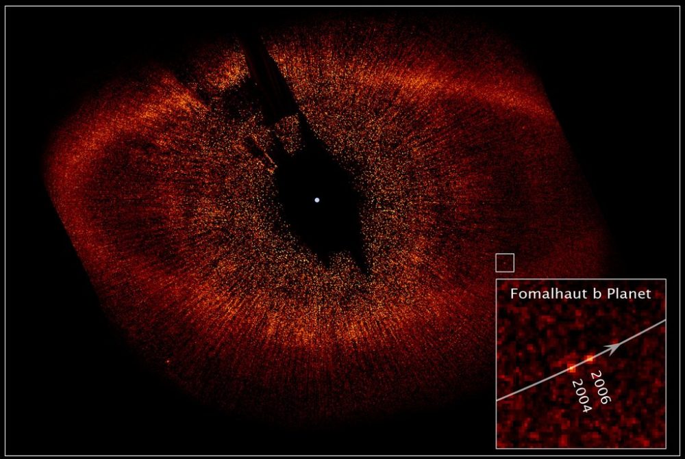 This image taken in 20018 by th eHuibble SApce telescope shows a star called Fomalhaut and what appeared to be an exoplanet dubbed Fomalhaut b around it. Image Credit: NASA, ESA and P. Kalas/University of California, Berkeley.