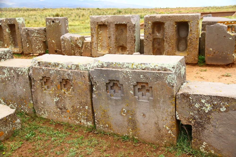 An image of the intricately carved stones found at the Puma Punku complex. Shutterstock.