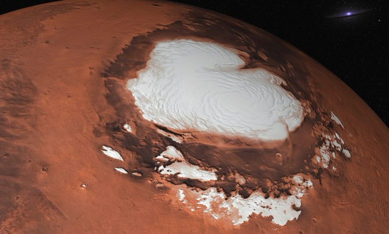 An artist's rendering of Mars' Ice Caps. Shutterstock.