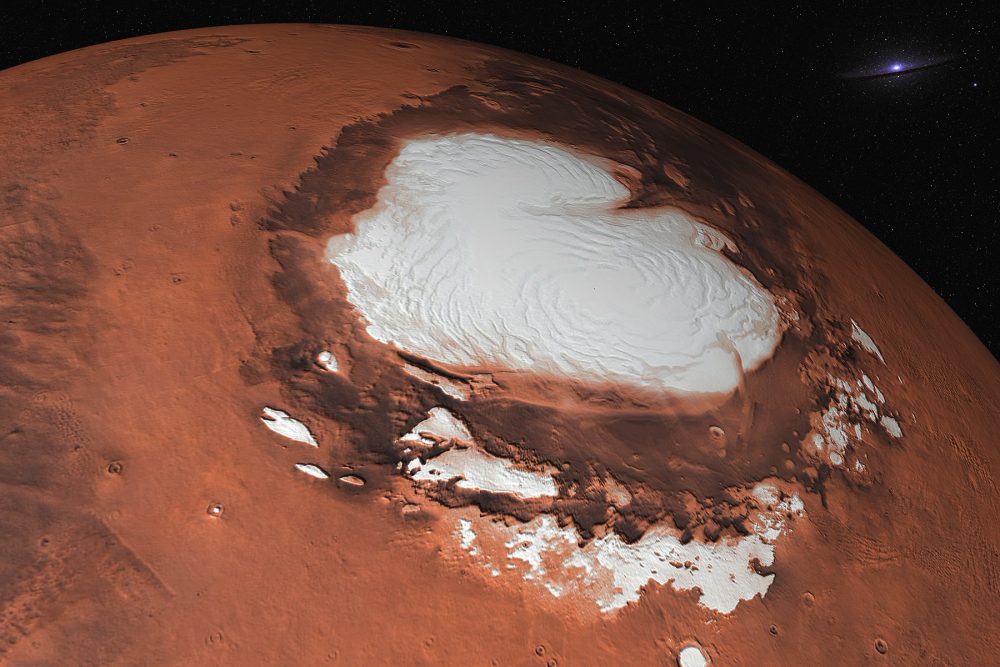 An artist's rendering of Mars' Ice Caps. Shutterstock.