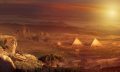 An artist's rendering of what the restored pyramids and Sphinx at Giza may have looked like in the past. Shutterstock / Curiosmos.