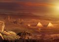 An artist's rendering of what the restored pyramids and Sphinx at Giza may have looked like in the past. Shutterstock / Curiosmos.