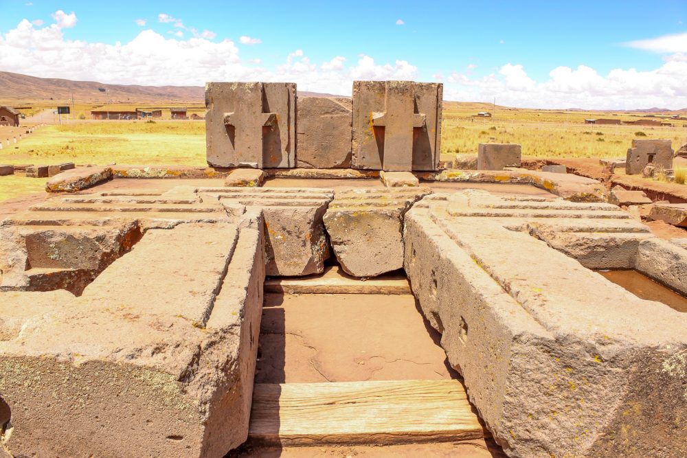 An image of the Puma Punku stones. Many of the stones used in the construction of Puma Punku weigh more than ten tons and were transported from great distances. Shutterstock.