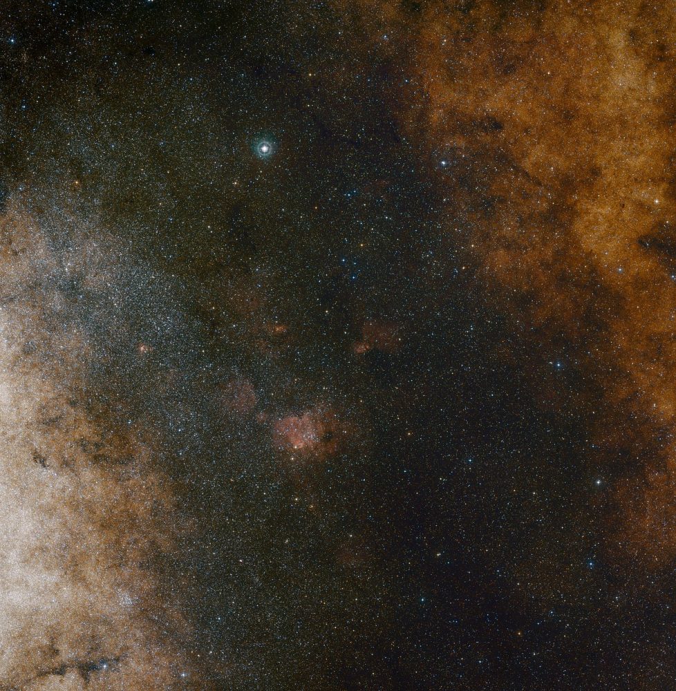 Wide-field view of the center of the Milky Way. Image Credit: ESO and Digitized Sky Survey 2. Acknowledgment: Davide De Martin and S. Guisard.