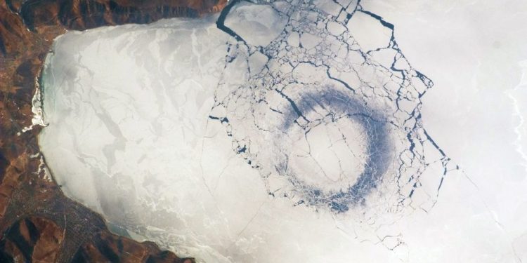 An astronaut's photograph of Lake Baikal, as seen from space. Image Credit: Wikimedia Commons.