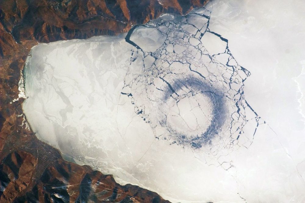 An astronaut's photograph of Lake Baikal, as seen from space. Image Credit: Wikimedia Commons.
