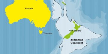 Zealandia: Secrets of Earth's Long-Lost Seventh Continent Located Mostly Beneath the Ocean. Shutterstock.