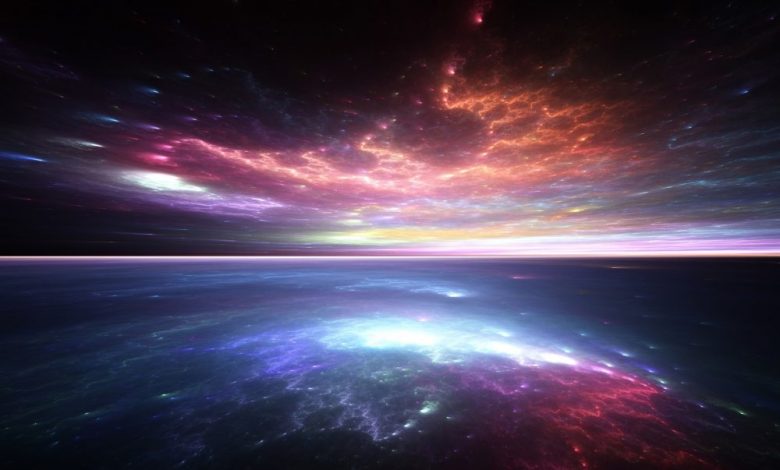 Abstract artist's illustration of a distant world's sky and surface. Shutterstock.