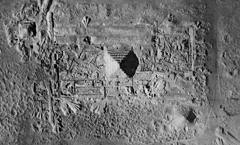 Aerial view of the Step Pyramid complex and the Saqqara Royal Necropolis in Egypt.