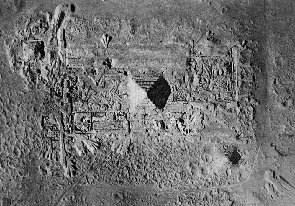 Aerial view of the Step Pyramid complex and the Saqqara Royal Necropolis in Egypt.