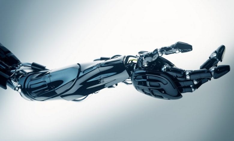 An artist's illustration of a robot hand. Shutterstock.
