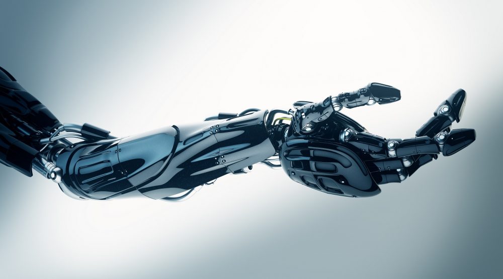 An artist's illustration of a robot hand. Shutterstock.
