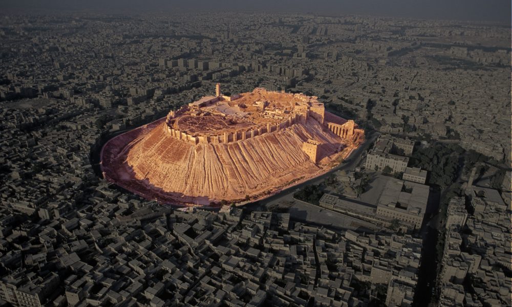 An image of the ancient Citadel of Aleppo.