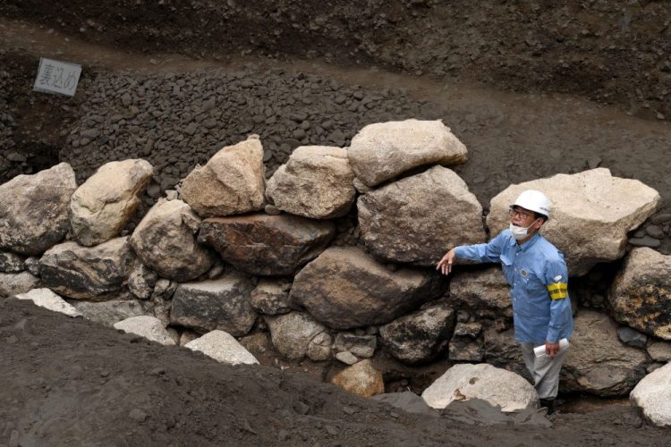 An ancient fragment of the castle wall. Image Credit: The Asashi Shimbun.