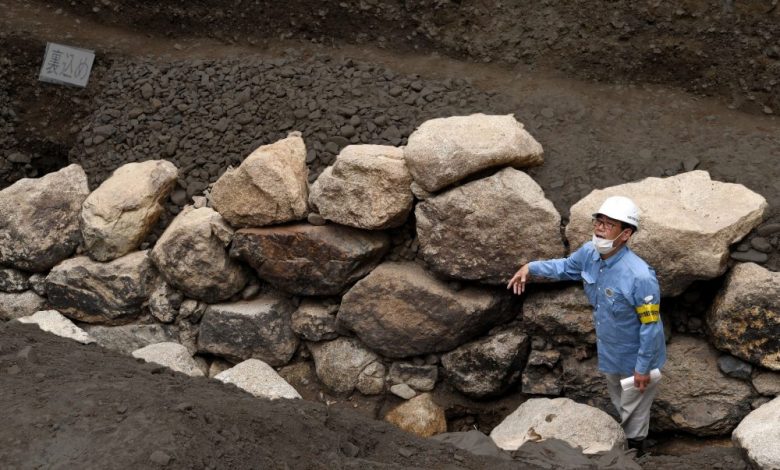 An ancient fragment of the castle wall. Image Credit: The Asashi Shimbun.