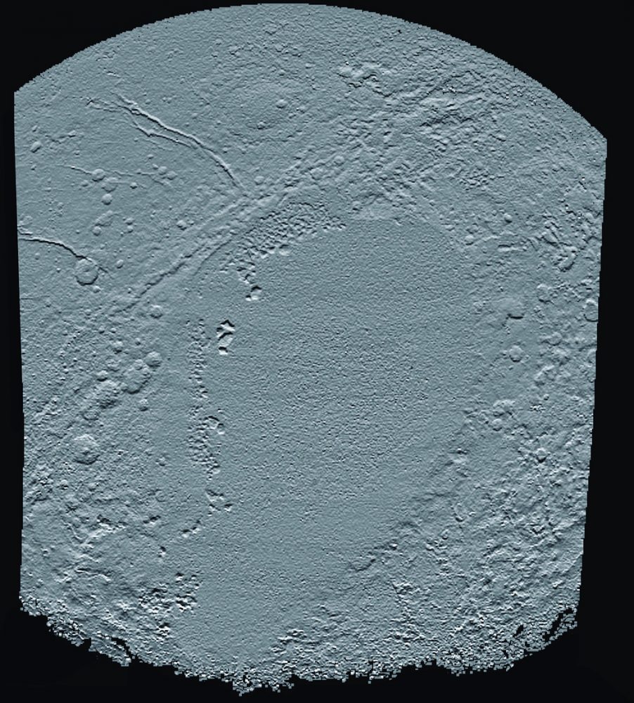 An elevation map of Pluto's sunken heart. Seen in the image are angular blocks of water ice located along the western edge of the so-called Sputnik Planitium are seen "floating" in the bright deposits of much softer, denser solid nitrogen. Image Credit: New Horizon's Spacecraft.