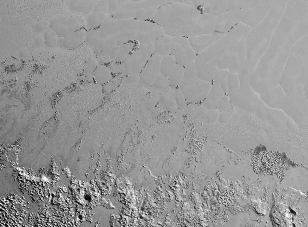 A New Horizon image of Floating Hills on Pluto's Sputnik Planum. Image Credit: New Horizons.