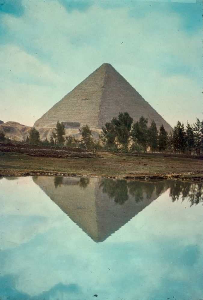 Great Pyramid of Cheops vividly reflected in Nile overflow. Image Credit: Matson Photo Service / Library of Congress. Image taken between 1950 and 1977.