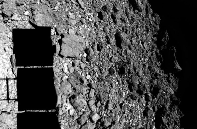 An image of Hayabusa2 landing on asteroid Ryugu. Image Credit: JAXA.