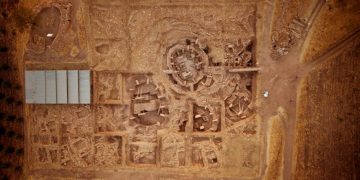 An aerial view of the main excavation site. Image Credit: DAI, Göbekli Tepe Project.